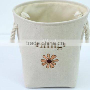 YIWU RODA Cotton Embroidery Bin Canvas Toys Receive Basket Sundry Receive Storage Basket Bathroom Laundry Basket photo-3