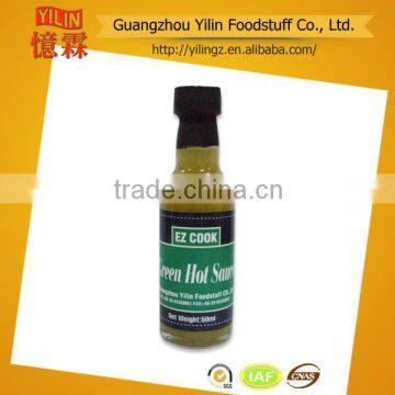 Delicious 50ml glass bottle pack green chili sauce