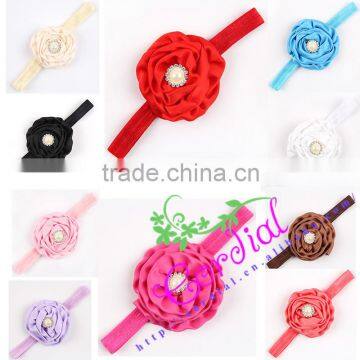 Cheap Wholesale Beautiful Handmade Fabric Pearl Flower Hair Accessories Headbands