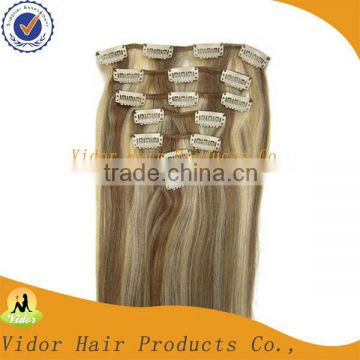 Full Head Set 7pcs Indian Human Clip On Hair Extensions