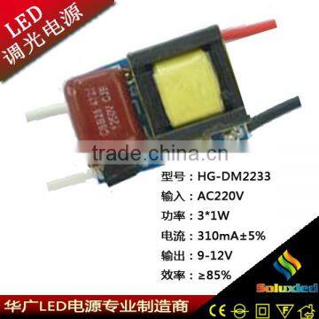 dimming led driver 9-12v 310mA led power supply
