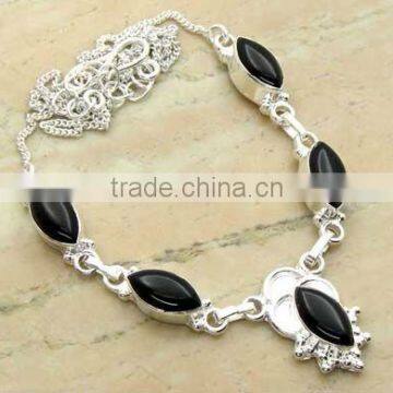 .925 Sterling Silver Necklace Jewelry Wholesale Jewellery With Black onyx Stone