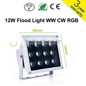 led floodlight 12*1w white RGB IR RF DMX512 ce rohs 3 years warranty