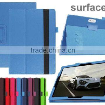 Flip Folio Stand Leather Case For Microsoft Surface 3 with Pen Hook