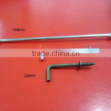 Various size 7 shaped metal screws for wood