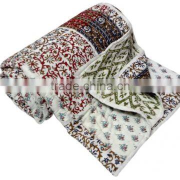 RTHKQ-4 Pathwork Hand Block Printed Cotton Kantha Quilt Jaipuri Razai Manufacturers