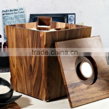 Wood food storage box / rice box / grain box for kitchen