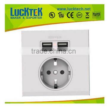 European type socket with USB port with switch