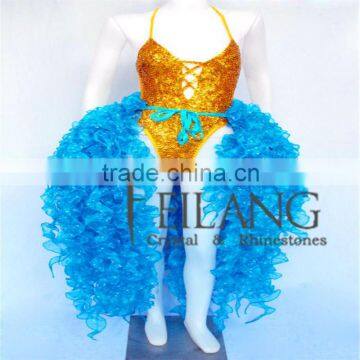 Salsa Latin Drag Dance Ostrich Feather Dress