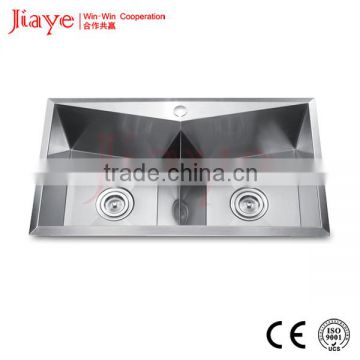 Unique design double bowl kitchen handmade sink 304 stainless steel JY-8245L