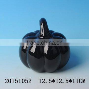 Simple black ceramic pumpkin ornaments for halloween decoration