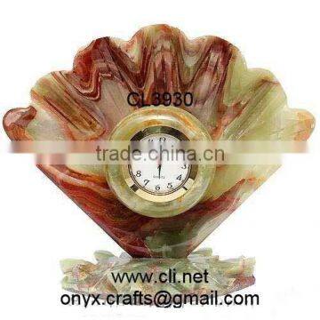 Shell Shaped Multi Red Onyx Desk Clock