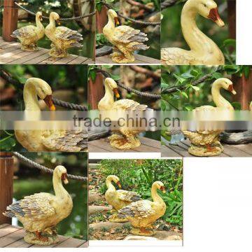 resin animal garden decoration with swan design