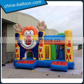 Funny clown slide bouncer / 5m inflatable clown bouncy castle for kids