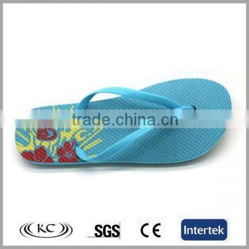 trendy europe outdoor plain rubber men OEM flip flops sky-blue