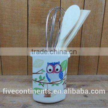 New owl decal kitchen untensil holder tool holder spoon fork holder