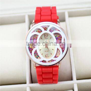 Rhinestone 3D butterfly round table ladies watches