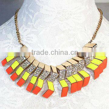 Colorful cz stone alloy fashion oversized necklace