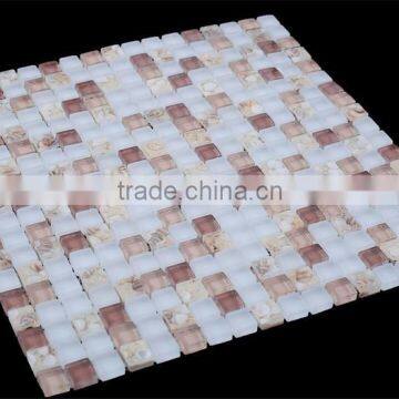 decoration white marble glossy mixed-color glass mosaic tile