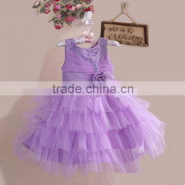 layered tulle ruffle pink lilac flower girl dress