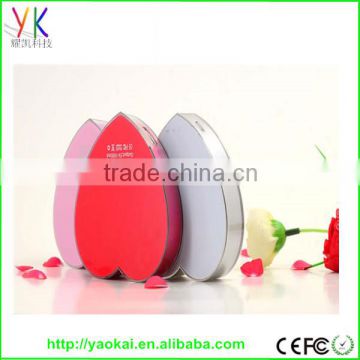 2015 HOT!!!fashion high quality promotional gift shenzhen factory 5000mah heart powe rbank