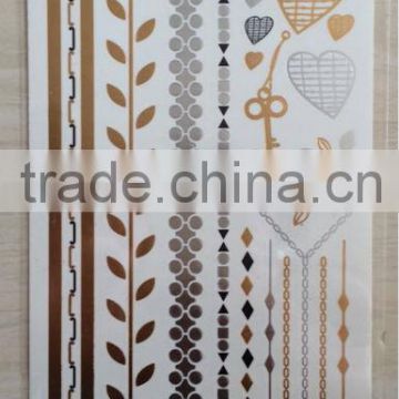 NEW gold silver flash tattoo with stock glitter metallic temporary tattoo, 2014 new and high quality tattoo