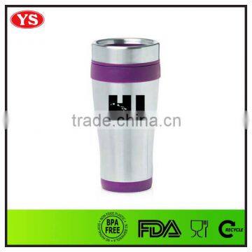 eco friendly double wall stainless steel insulated 16oz travel mug with screw lid