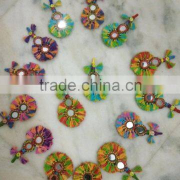 New design 2016 vintage banjara mirror work indian handmade KeyChain rings craft manufacturer