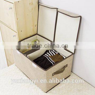 Foldable Fabric Linen Material Storage Boxes With Lid