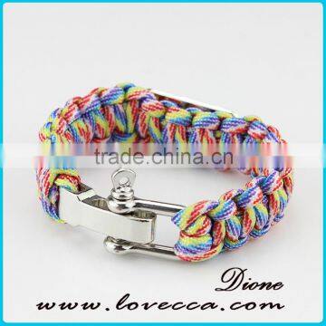 factory direct sales braided adjustable bowshackle buckle survival paracord bracelet