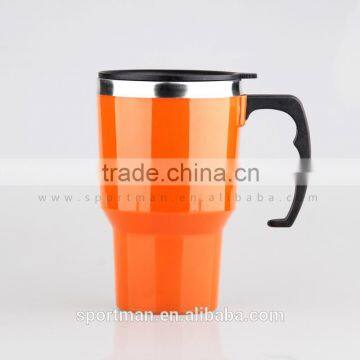 Newly design stainless steel car travel mug leakproof design lid mug with handle customized log water mug