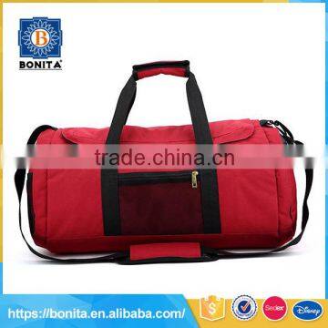 Cylindrical shape waterproof and lightweight red 600D sports travel bag