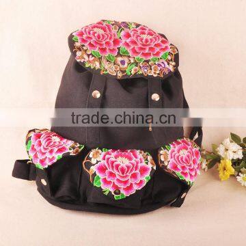 China Ethnic Embroidery Woman Canvas Hiking Backpack