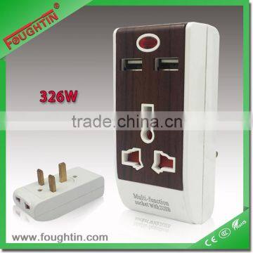 13A multi socket with 2 USB socket and light travel adaptor