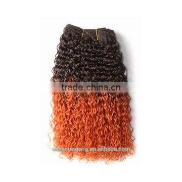 Afro curly hair weaving, two tone omber synthetic hair braid for black women