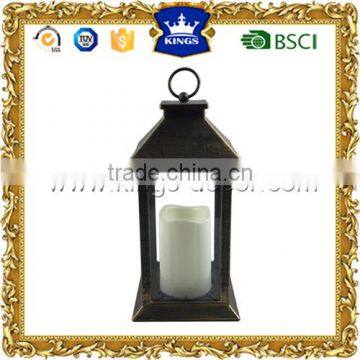 Gold decorative led candle glass plastic candle lantern