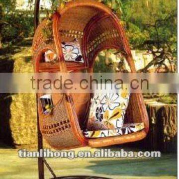 Patio/garden natural rattan hanging swing basket chair