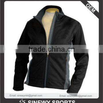 polyester softshell jacket Sport jacket black color zipper