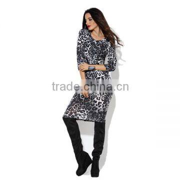 Pretty Steps Australia Style Animal Printed Matte Silk Jersey Dress Long Sleeve