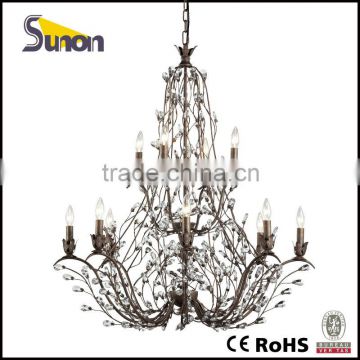 2014 iron paint dark brown crystal big chandelier