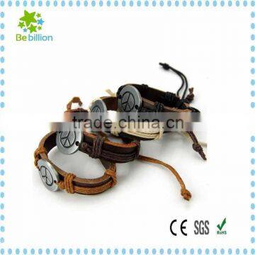 High Quality Genuine Leather Bracelet, Customized Alloy Logo Bracelet ,handmade Leather Bracelet photo-4