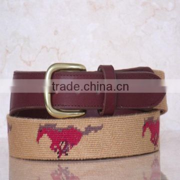 Racing Horse Needlepoint Belt