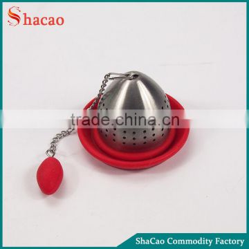 Red Color Silicone Loose Tea Strainer Filter Spice Tea Infuser Stainless Diffuser