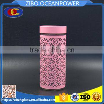 clear glass canister pink coat