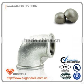 galvanized Malleable Iron Pipes Fittings 90 degree elbow