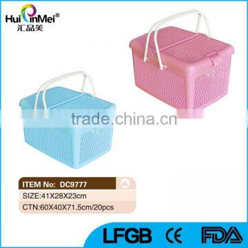 New Design With Handle And Lid Plastic Storage Basket.