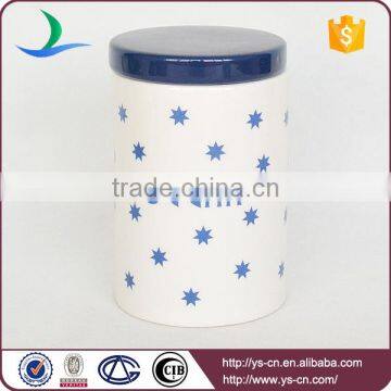 Blue Stars Ceramic Tea Coffee Sugar Canister Set photo-2