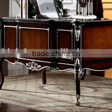 Luxury American Style Office Desk, Royal Palace Study Room Furniture, Wooden Hand Carved Writing Desk (BF01-ML016) photo-3