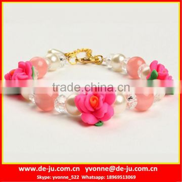 Pink Flowers Beads Handmade Collar Necklace