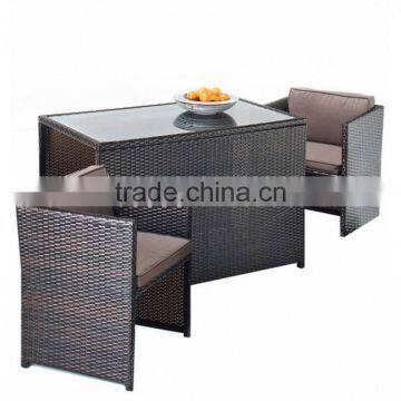 2017 Sigma High Top All Weather pe Rattan Cube Glass Top Tables and Chairs
